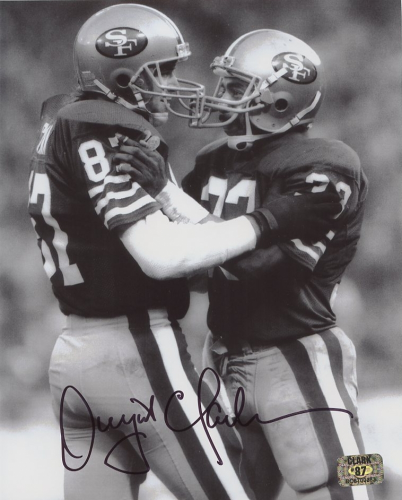Dwight Clark Signed 49ers 8x10 Photo with Roger Craig (Clark Hologram) at PristineAuction.