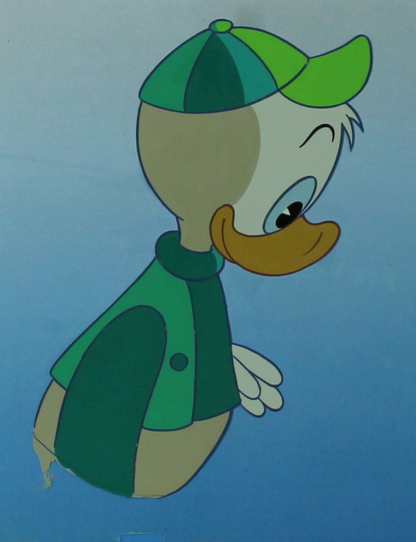 Original Louie "Ducktales" Production Hand-Painted Animation Cel at PristineAuction.com Original Louie "Ducktales" Production Hand-Painted Animation Cel at PristineAuction.com