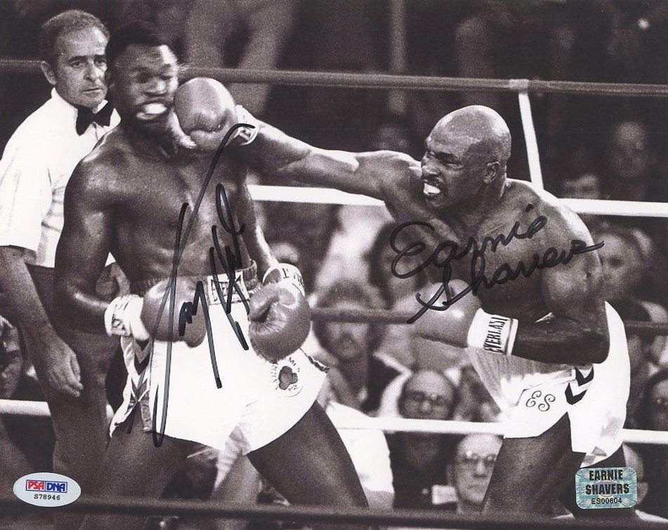 Earnie Shavers & Larry Holmes Signed 8x10 Photo (PSA & Shavers Hologram) at PristineAuction.com Earnie Shavers & Larry Holmes Signed 8x10 Photo (PSA & Shavers Hologram) at PristineAuction.com
