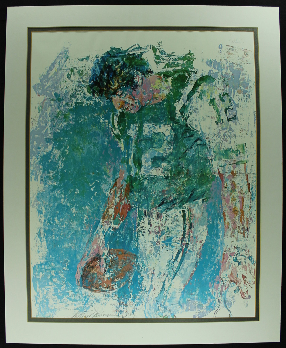 LeRoy Neiman Signed Joe Namath Jets 26x32 Custom Matted Lithograph (PA LOA) at PristineAuction.com LeRoy Neiman Signed Joe Namath Jets 26x32 Custom Matted Lithograph (PA LOA) at PristineAuction.com