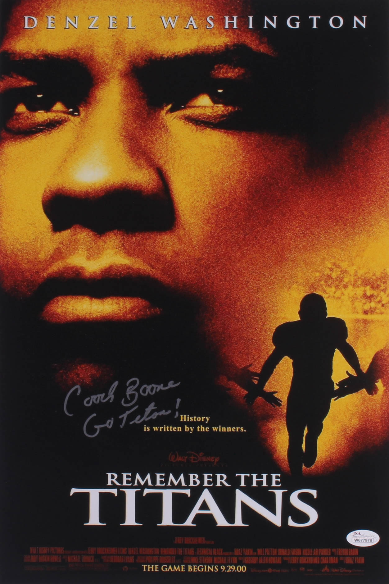 Herman "Coach" Boone Signed "Remember the Titans" 12x18 Photo Inscribed "Go Titans!" (JSA COA) at PristineAuction.com Herman "Coach" Boone Signed "Remember the Titans" 12x18 Photo Inscribed "Go Titans!" (JSA COA) at PristineAuction.com