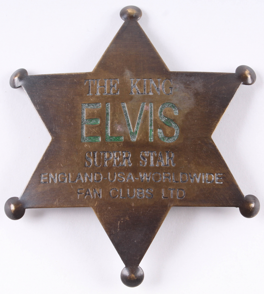 Elvis Presley Brass Fan Club Badge at PristineAuction.com Elvis Presley Brass Fan Club Badge at PristineAuction.com