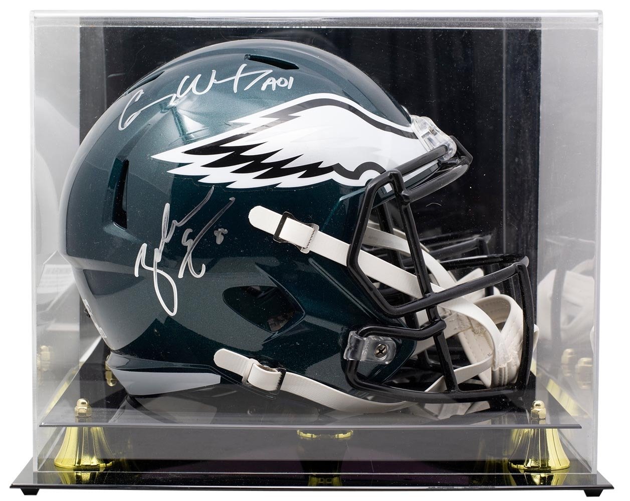 Carson Wentz & Zach Ertz Signed Eagles Full-Size Speed Helmet Inscribed "AO1" (JSA COA, Fanatics Hologram, Sports Integrity COA & Ertz Hologram) at PristineAuction.com Carson Wentz & Zach Ertz Signed Eagles Full-Size Speed Helmet Inscribed "AO1" (JSA COA, Fanatics Hologram, Sports Integrity COA & Ertz Hologram) at PristineAuction.com