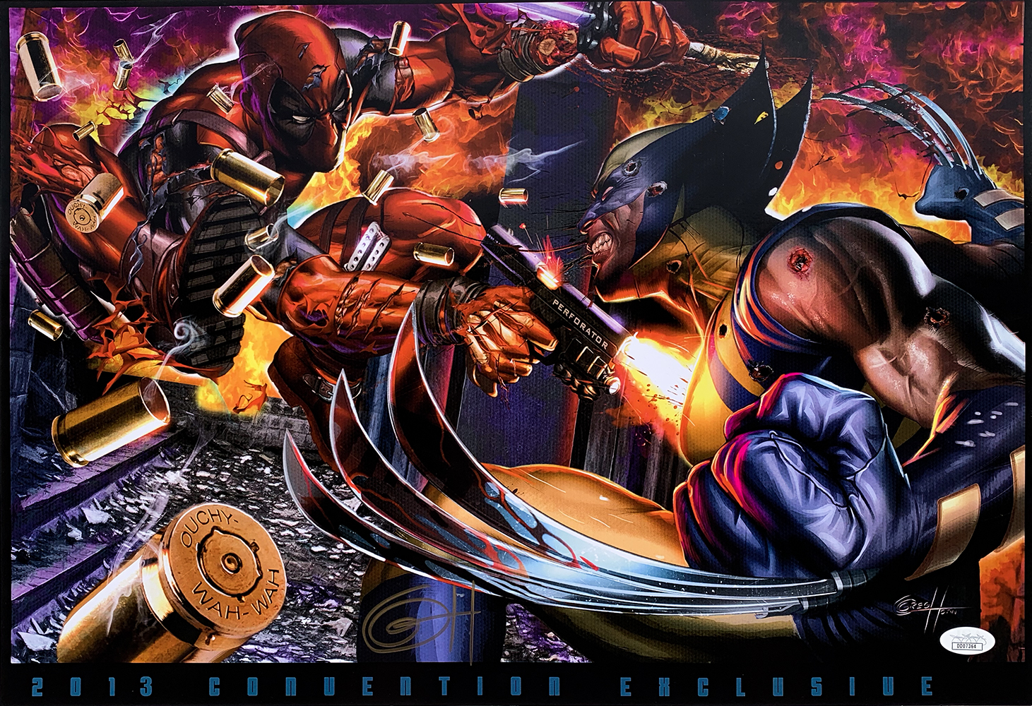 Greg Horn Signed "Deadpool vs Wolverine" 13x19 Lithograph (JSA COA) at PristineAuction.com Greg Horn Signed "Deadpool vs Wolverine" 13x19 Lithograph (JSA COA) at PristineAuction.com