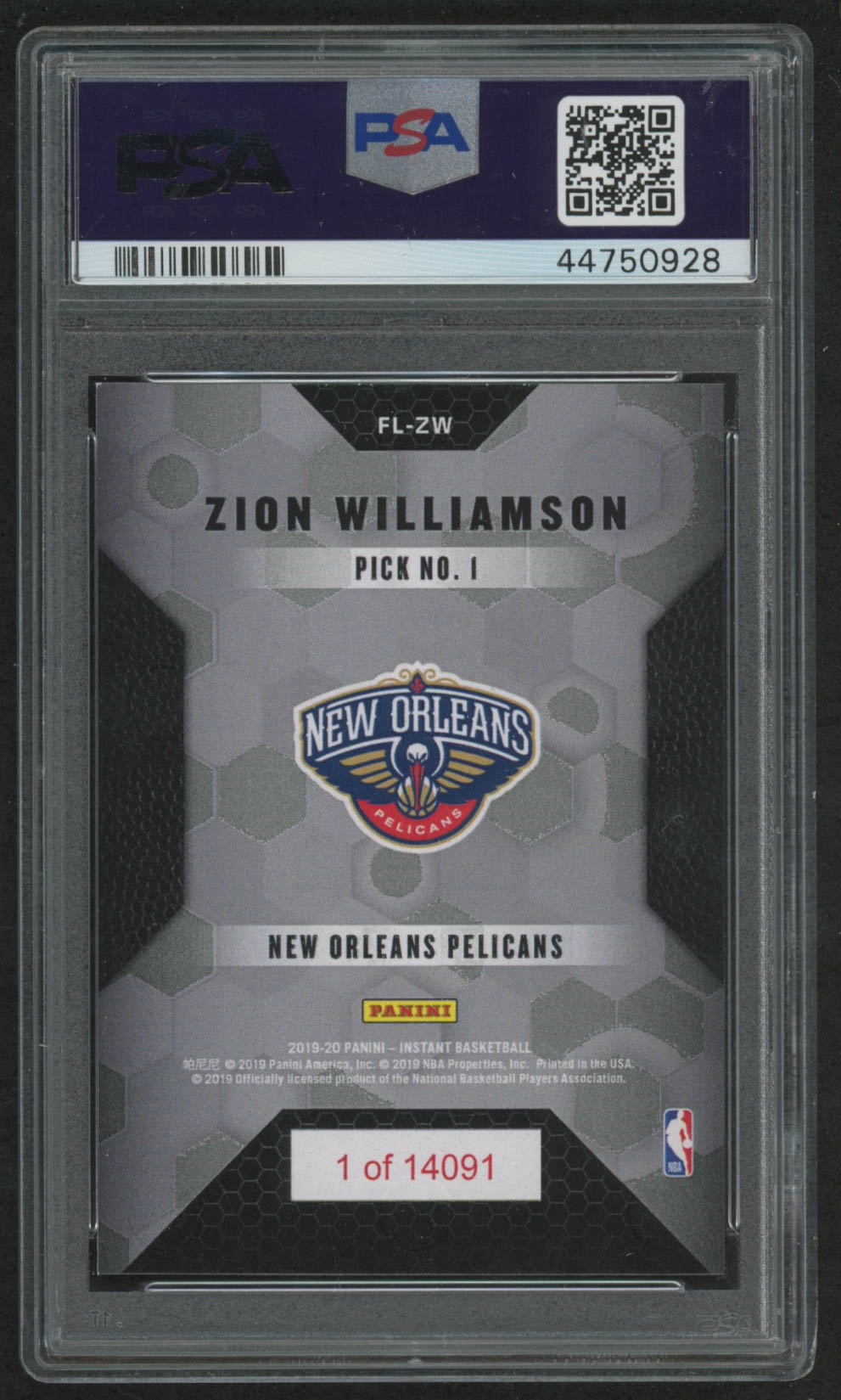 Zion Williamson 2019 Panini Instant #FLZW (PSA 9) at PristineAuction.com Zion Williamson 2019 Panini Instant #FLZW (PSA 9) at PristineAuction.com