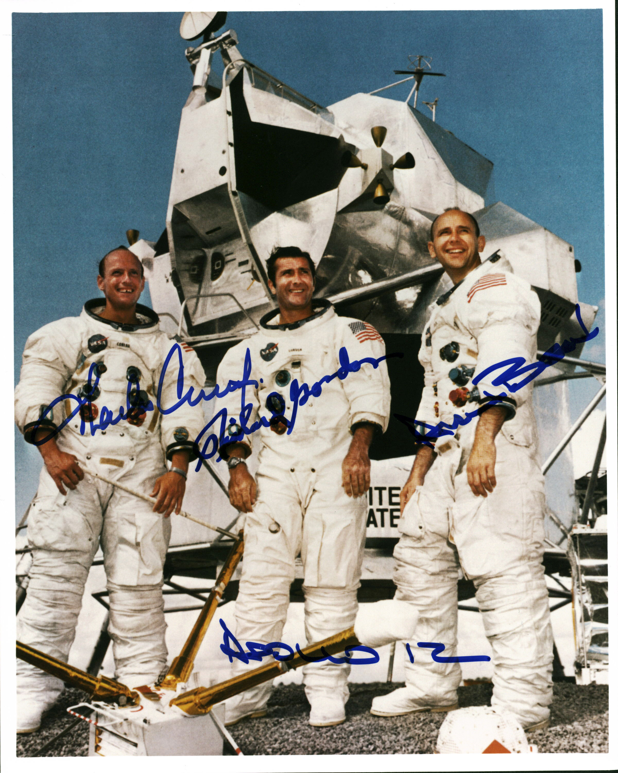 Charles Conrad, Alan Bean, & Richard Gordon Signed Apollo 12 8x10 Photo Inscribed "Apollo 12" (Beckett LOA) at PristineAuction.com Charles Conrad, Alan Bean, & Richard Gordon Signed Apollo 12 8x10 Photo Inscribed "Apollo 12" (Beckett LOA) at PristineAuction.com