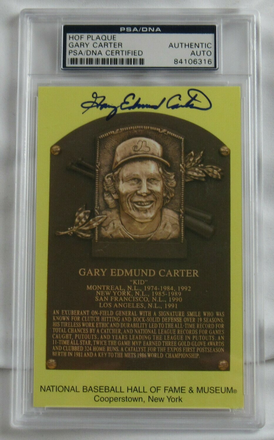Gary Carter Signed Hall of Fame Plaque Postcard (PSA Authentic) at PristineAuction.com Gary Carter Signed Hall of Fame Plaque Postcard (PSA Authentic) at PristineAuction.com