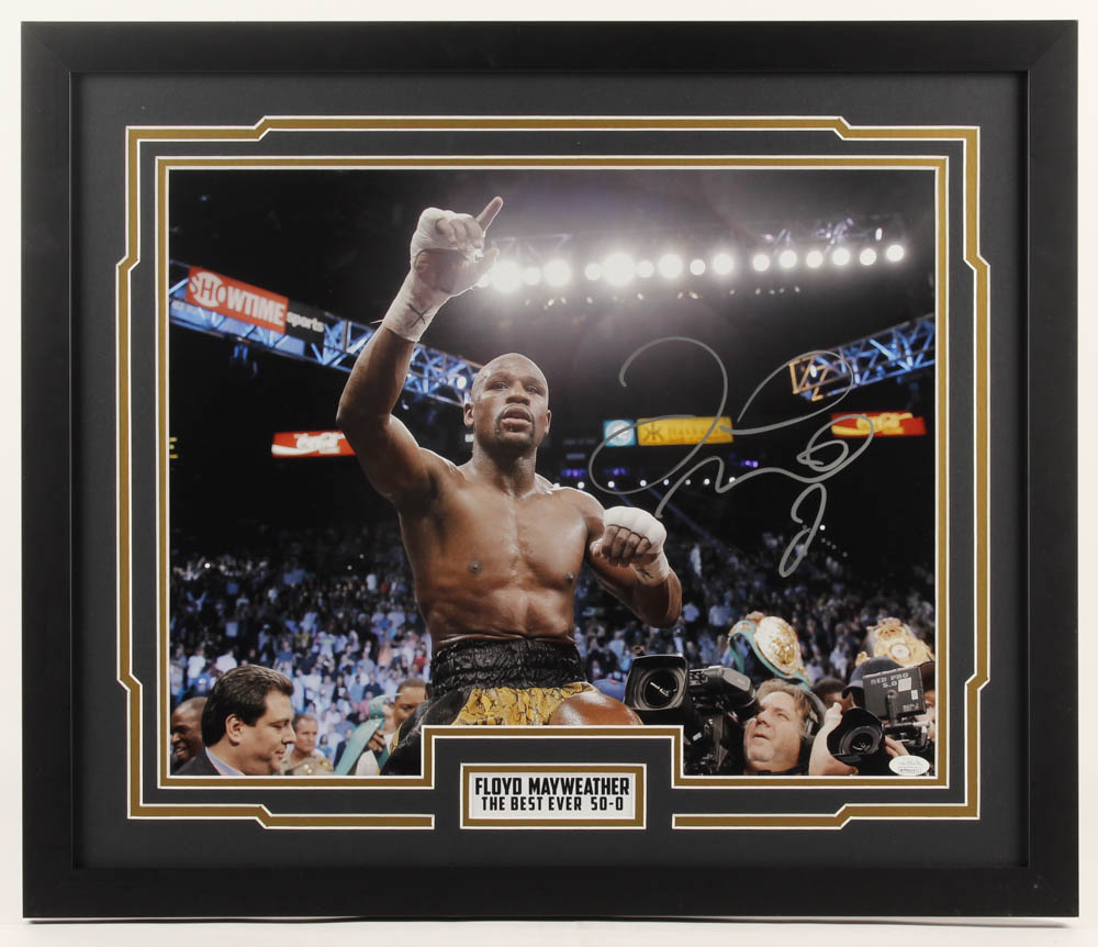 Floyd Mayweather Jr. Signed 22x26 Custom Framed Photo Display (JSA COA) at PristineAuction.com Floyd Mayweather Jr. Signed 22x26 Custom Framed Photo Display (JSA COA) at PristineAuction.com