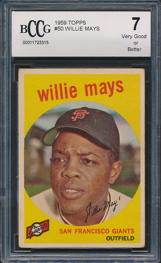 Willie Mays 1959 Topps #50 (BCCG 7) at PristineAuction.com Willie Mays 1959 Topps #50 (BCCG 7) at PristineAuction.com