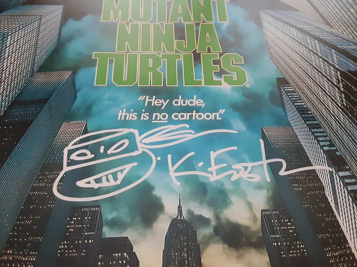 Kevin Eastman Signed "Teenage Mutant Ninja Turtles" 11x17 Movie Poster With Hand-Drawn Sketch (JSA COA) at PristineAuction.com Kevin Eastman Signed "Teenage Mutant Ninja Turtles" 11x17 Movie Poster With Hand-Drawn Sketch (JSA COA) at PristineAuction.com