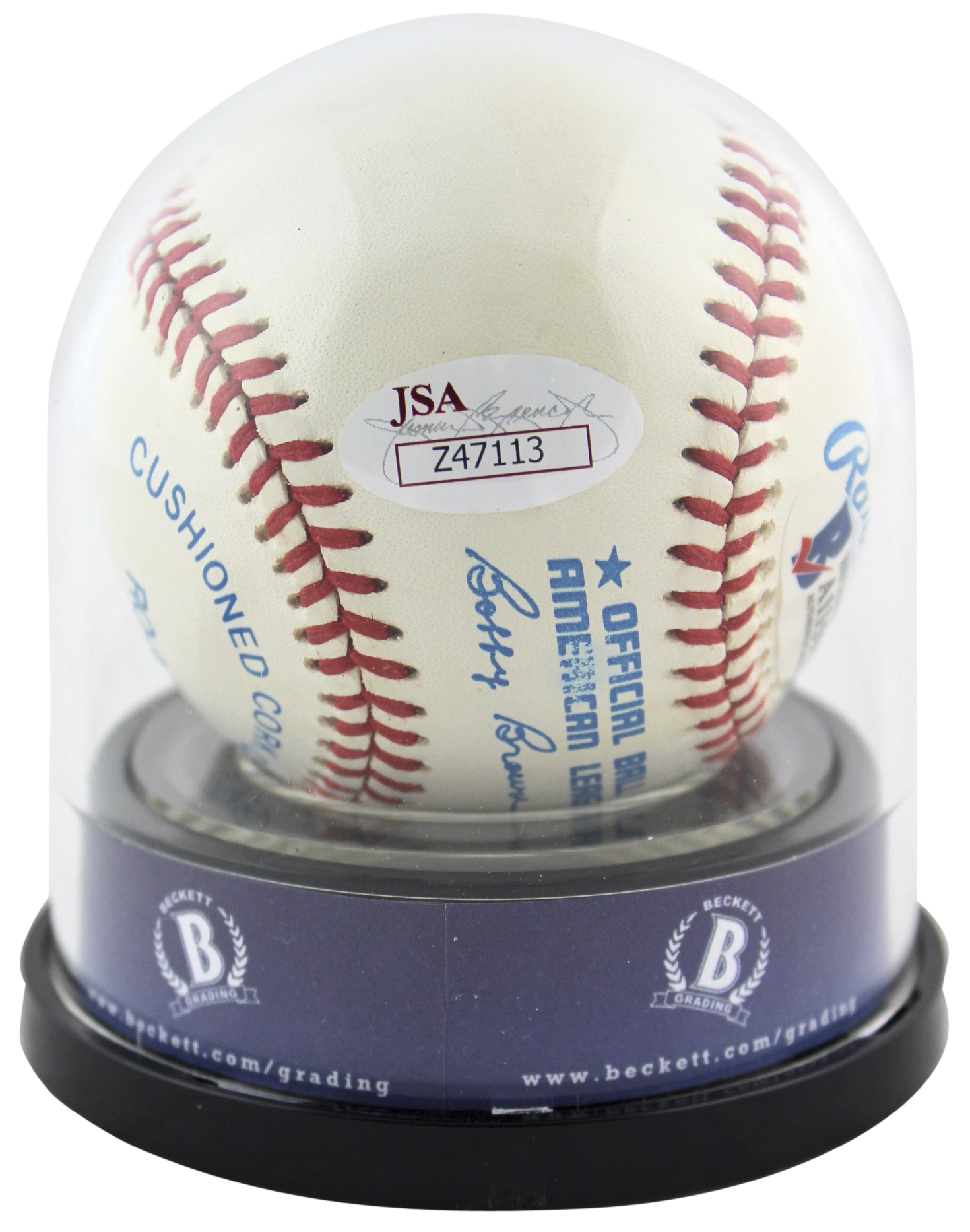 Joe DiMaggio Signed OAL Baseball with Display Case (Beckett LOA & JSA COA) at PristineAuction.com Joe DiMaggio Signed OAL Baseball with Display Case (Beckett LOA & JSA COA) at PristineAuction.com