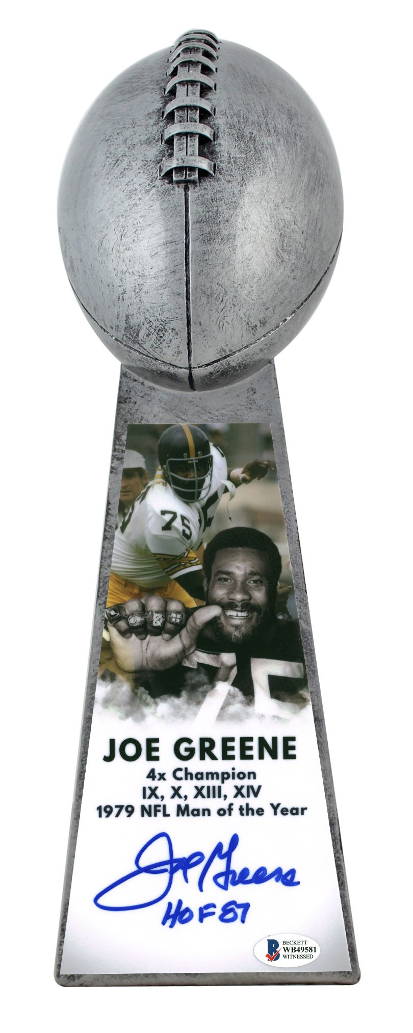 Joe Greene Signed Steelers 15” Lombardi Football Championship Trophy Inscribed "HOF 87" (Beckett COA) at PristineAuction.com Joe Greene Signed Steelers 15” Lombardi Football Championship Trophy Inscribed "HOF 87" (Beckett COA) at PristineAuction.com