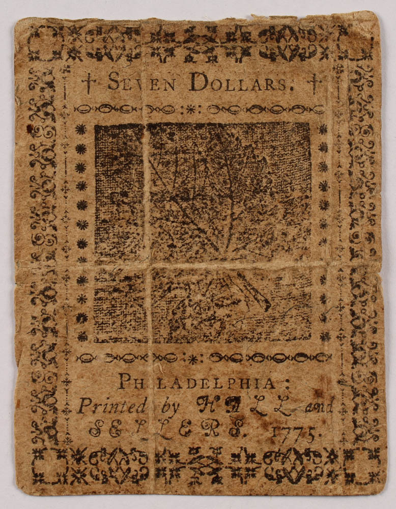 1775 $7 Seven Dollar - Continental - Colonial Currency Note at PristineAuction.com 1775 $7 Seven Dollar - Continental - Colonial Currency Note at PristineAuction.com