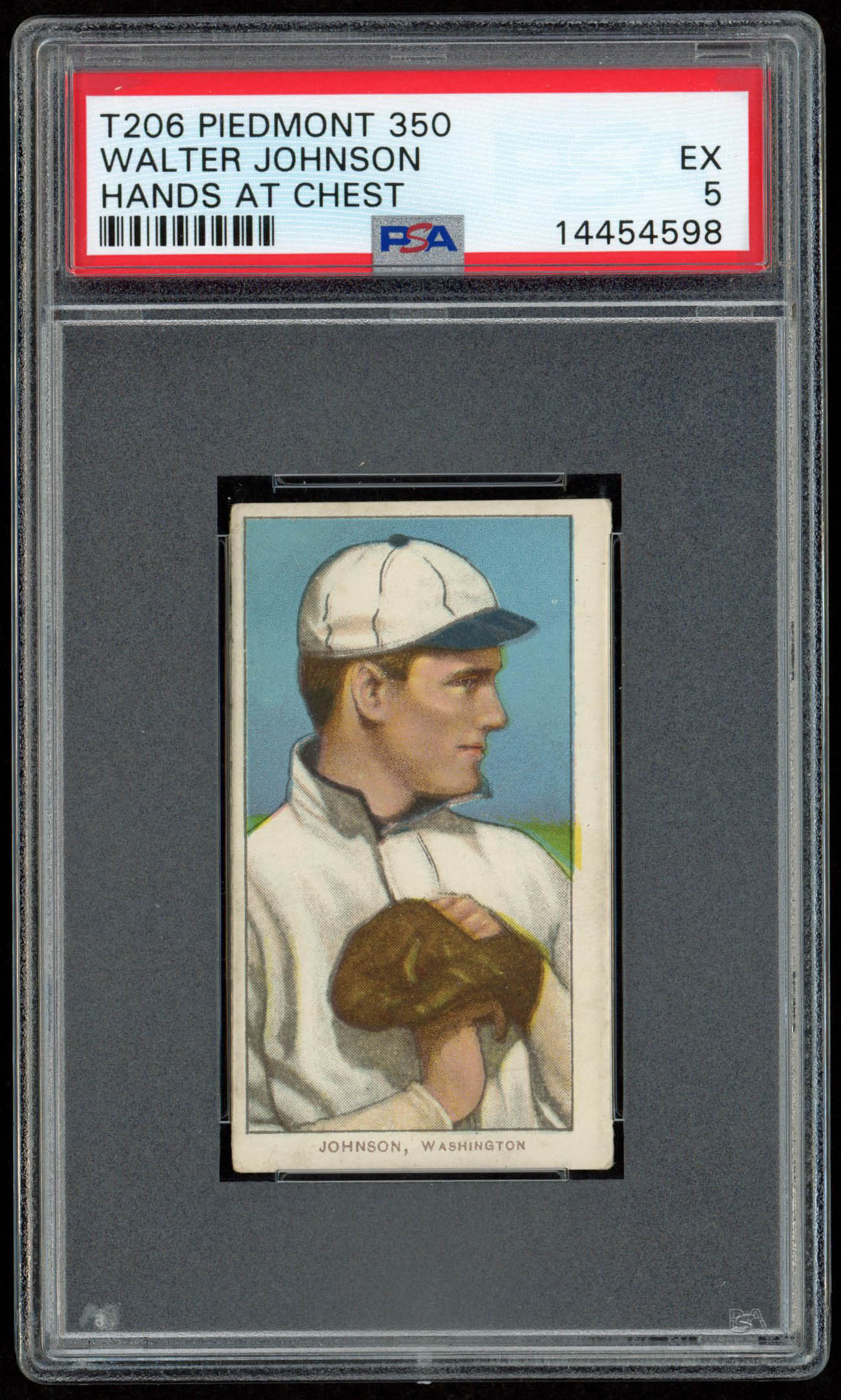 Walter Johnson 1909-11 T206 #235 / Hands at Chest - Piedmont (PSA 5) at PristineAuction.com Walter Johnson 1909-11 T206 #235 / Hands at Chest - Piedmont (PSA 5) at PristineAuction.com