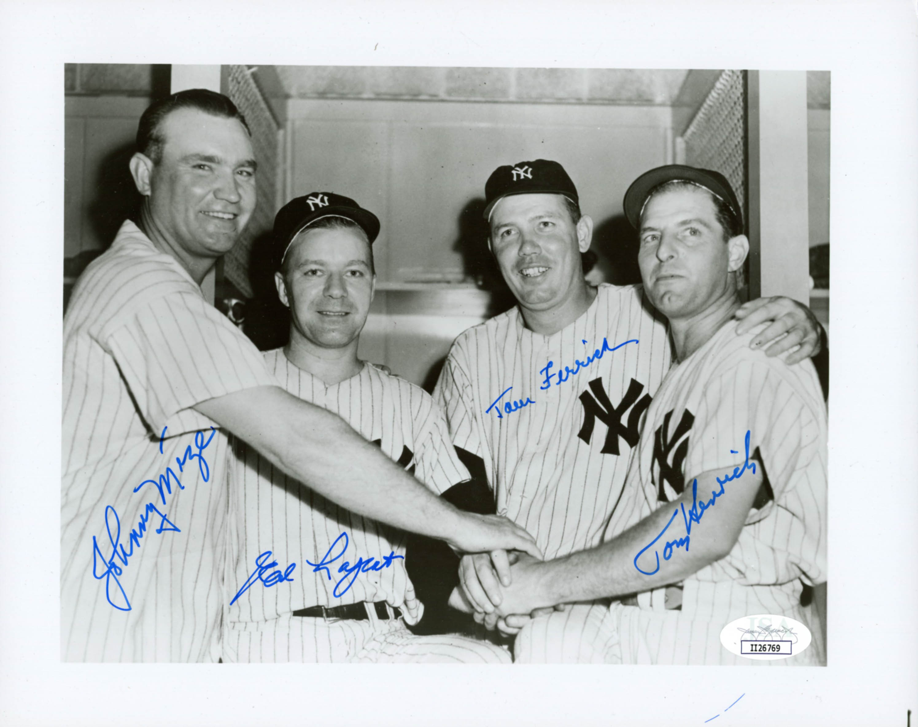 Yankees 8x10 Photo Signed by (4) with Johnny Mize, Ed Lopat, Tom Ferrick & Tom Henrich (JSA COA) at PristineAuction.com Yankees 8x10 Photo Signed by (4) with Johnny Mize, Ed Lopat, Tom Ferrick & Tom Henrich (JSA COA) at PristineAuction.com