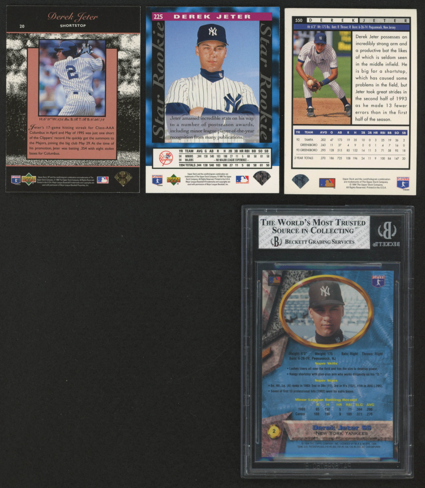 Lot of (4) Derek Jeter Baseball Cards with 1994 Bowman's Best B2 (BGS