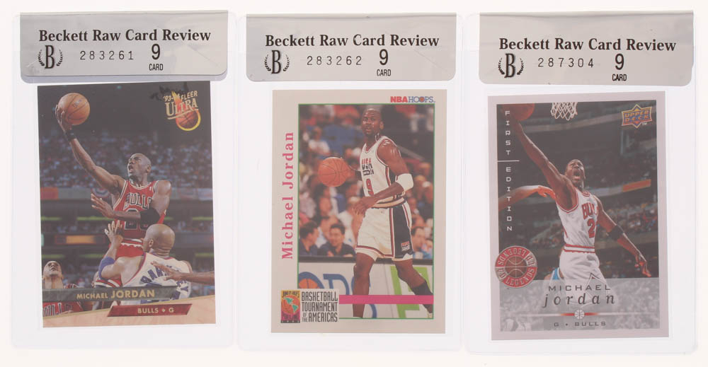 Lot of (3) Michael Jordan Beckett Raw Card Review Graded 9 Basketball