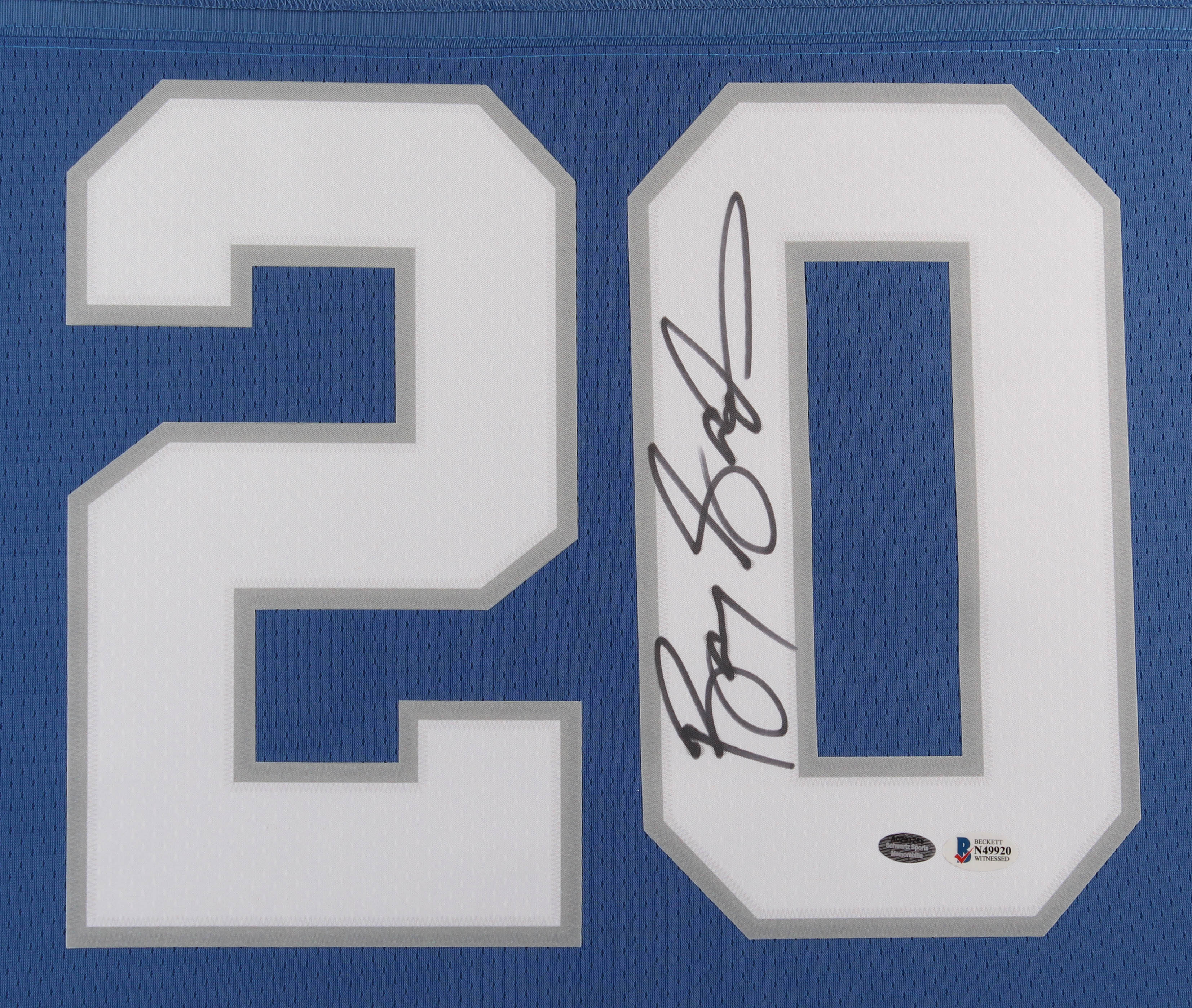 Barry Sanders Signed 35x43 Custom Framed Jersey (Beckett COA & Schwartz Hologram) at PristineAuction.com Barry Sanders Signed 35x43 Custom Framed Jersey (Beckett COA & Schwartz Hologram) at PristineAuction.com