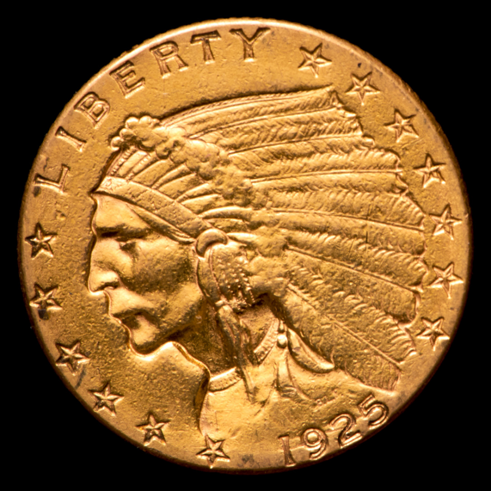 1925 2.50 Indian Head Quarter Eagle Gold Coin Pristine Auction