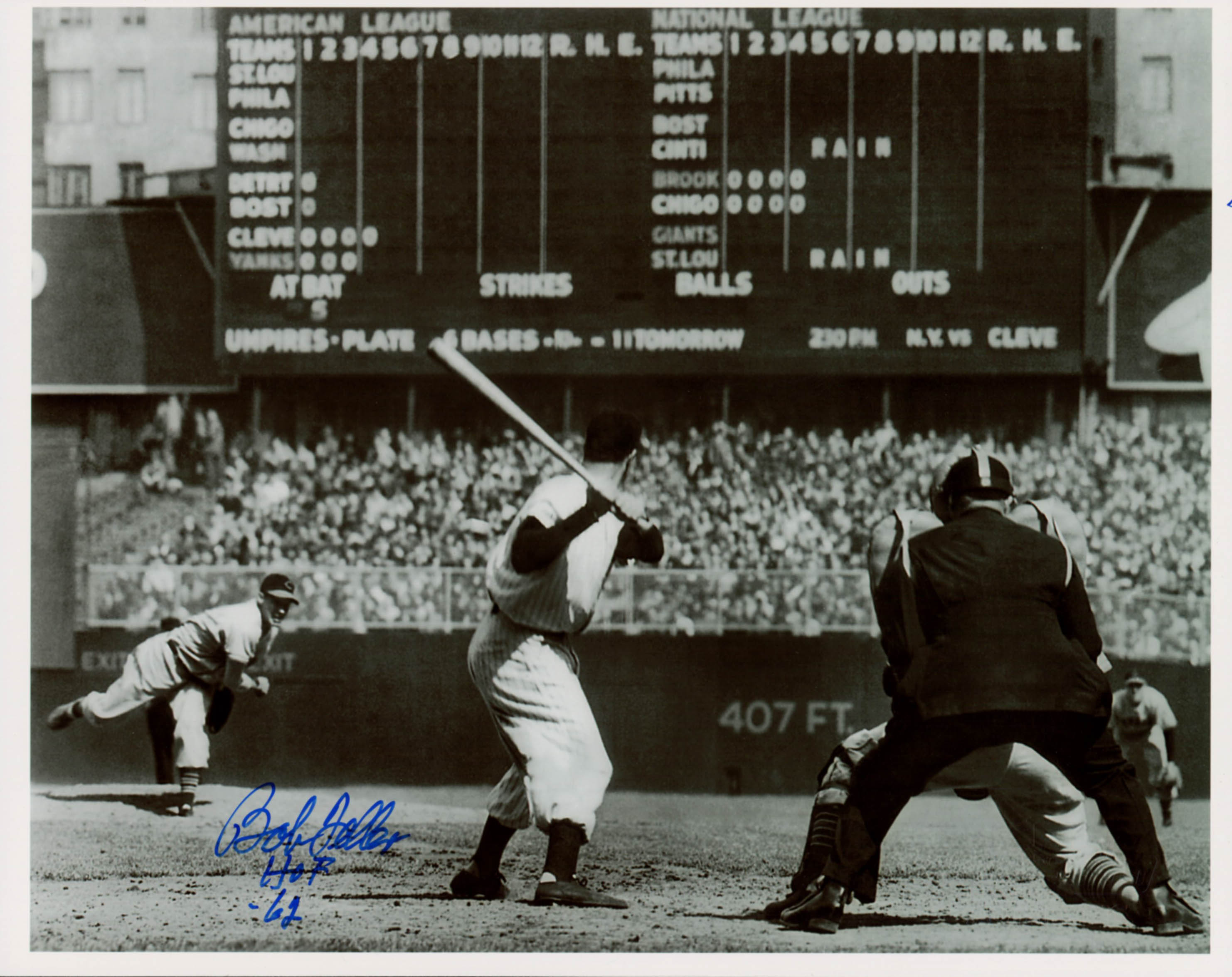 Bob Feller Signed Indians 8x10 Photo Inscribed "HOF '62" (Sportscards SOA) at PristineAuction.com Bob Feller Signed Indians 8x10 Photo Inscribed "HOF '62" (Sportscards SOA) at PristineAuction.com