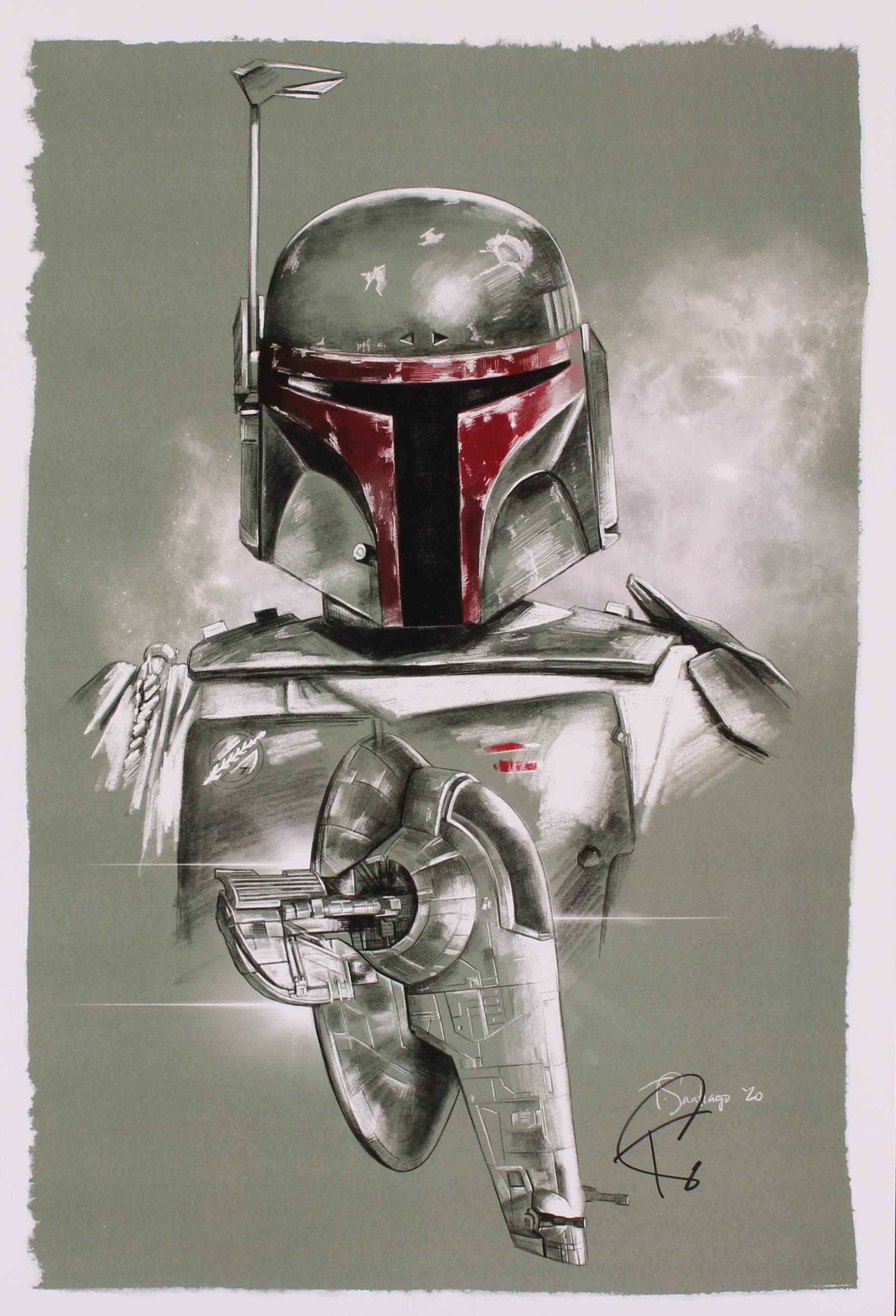 Tony Santiago - Boba Fett - "Star Wars" 13x19 Signed Lithograph (PA COA) at PristineAuction.com Tony Santiago - Boba Fett - "Star Wars" 13x19 Signed Lithograph (PA COA) at PristineAuction.com