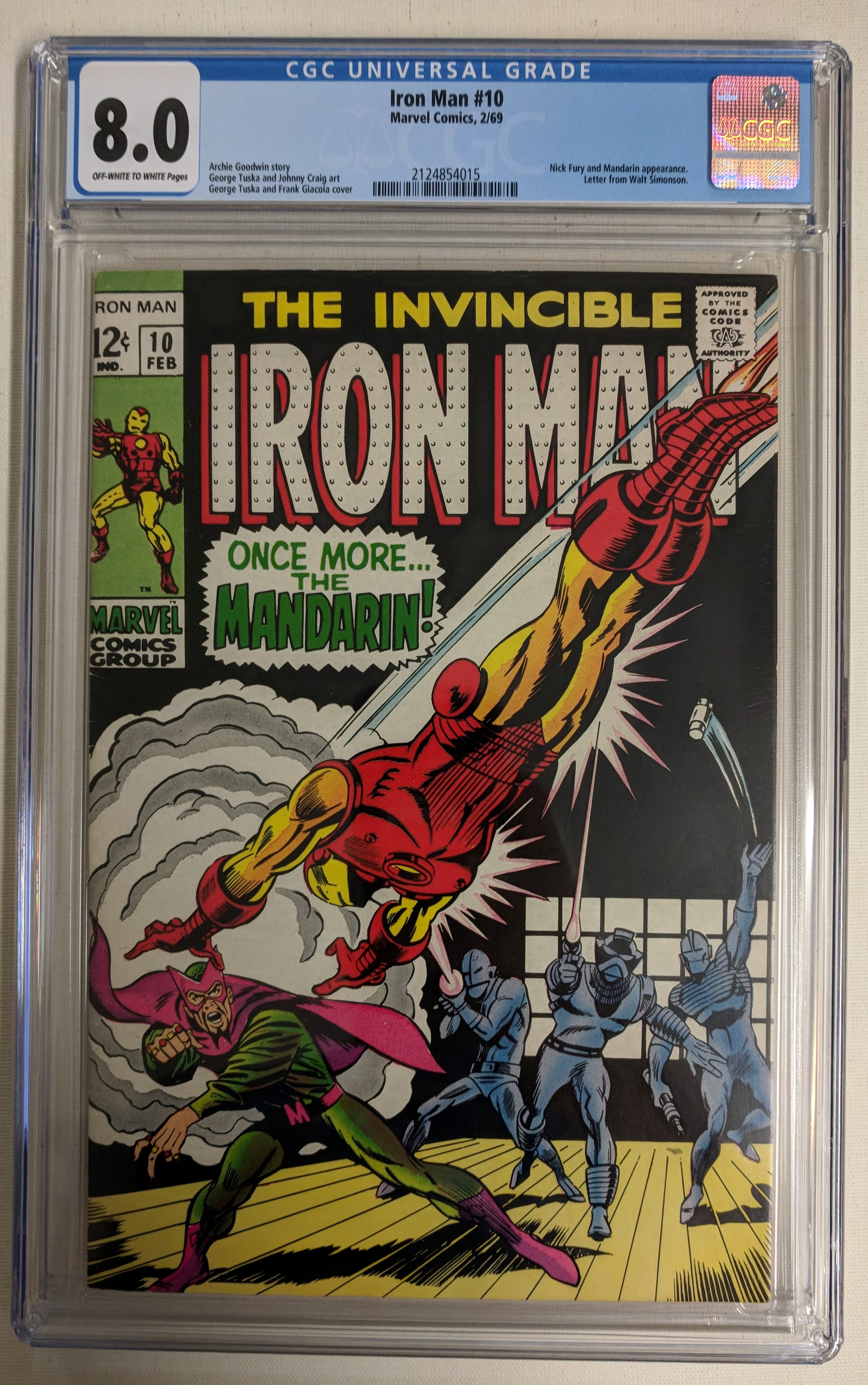 1969 "The Invincible Iron Man" Issue #10 Marvel Comic Book (CGC 8.0) at PristineAuction.com 1969 "The Invincible Iron Man" Issue #10 Marvel Comic Book (CGC 8.0) at PristineAuction.com