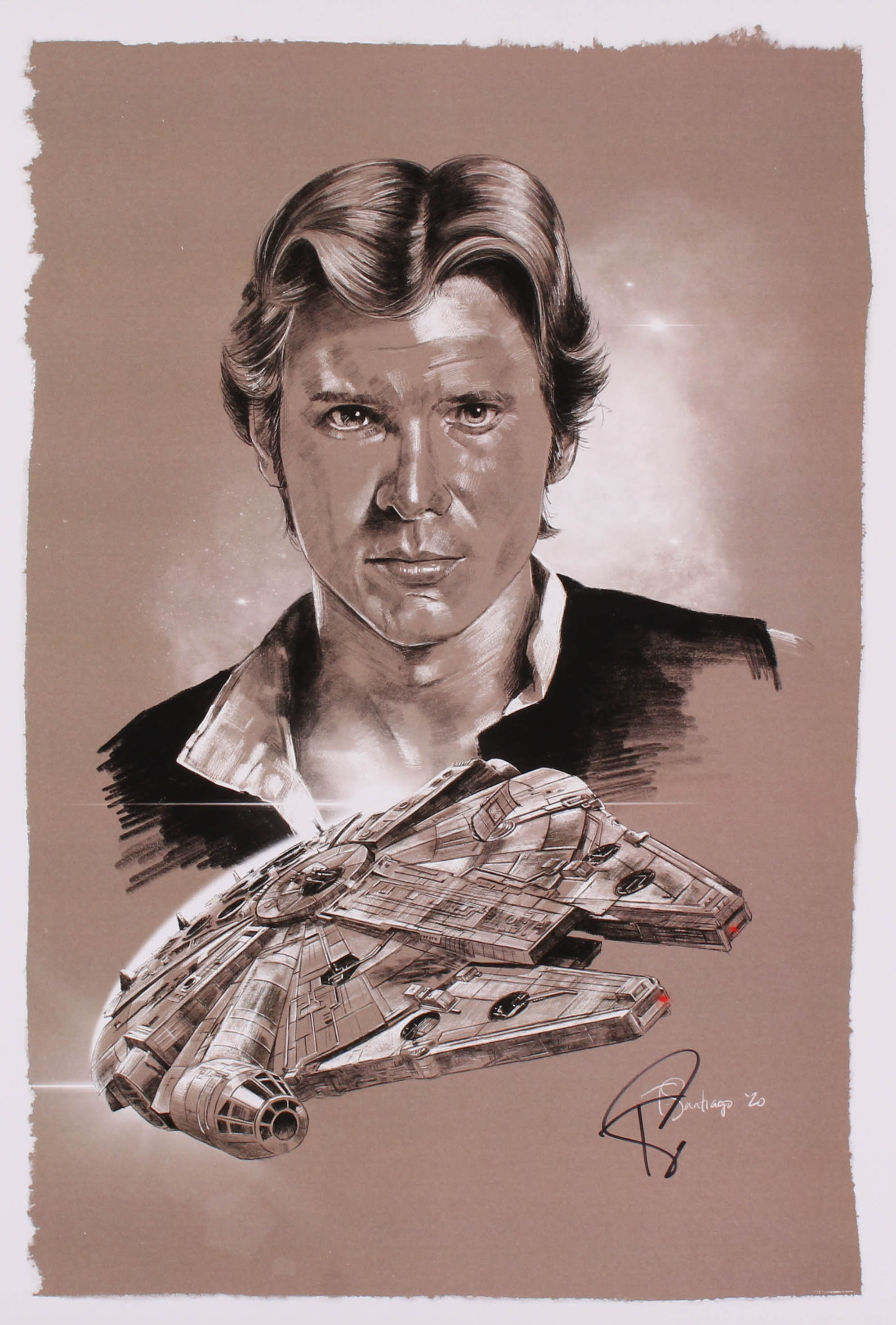 Tony Santiago - Han Solo - "Star Wars" 13x19 Signed Lithograph (PA COA) at PristineAuction.com Tony Santiago - Han Solo - "Star Wars" 13x19 Signed Lithograph (PA COA) at PristineAuction.com
