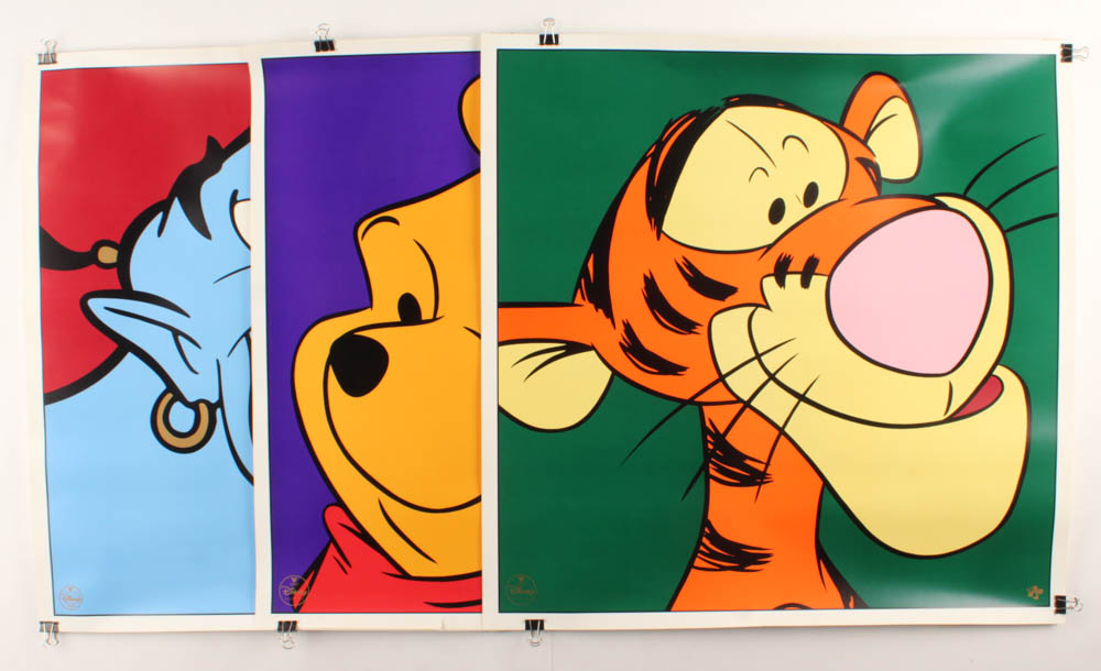 Lot of (3) 1997 Walt Disney LE 23.5x23.5 Lithographs with Winnie The Pooh, Tigger, & Genie at PristineAuction.com Lot of (3) 1997 Walt Disney LE 23.5x23.5 Lithographs with Winnie The Pooh, Tigger, & Genie at PristineAuction.com