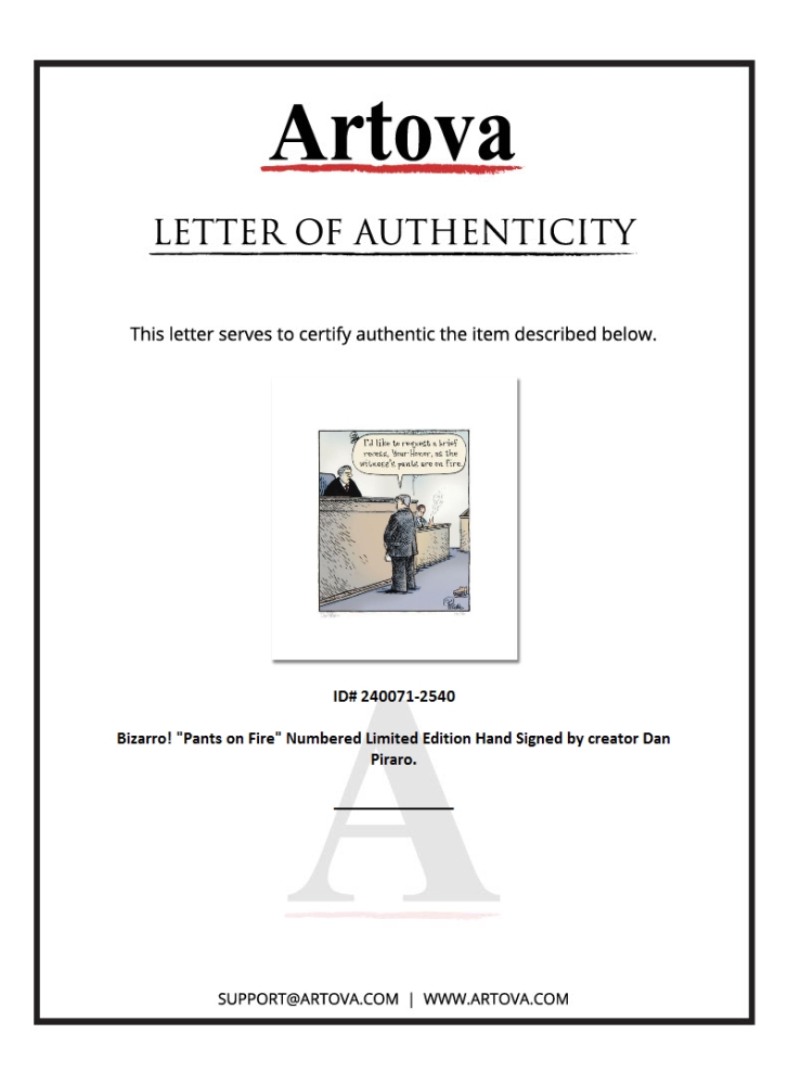 Bizarro "Pants on Fire" LE 12x10 Giclee on Paper by Dan Piraro (Artova) at PristineAuction.com Bizarro "Pants on Fire" LE 12x10 Giclee on Paper by Dan Piraro (Artova) at PristineAuction.com