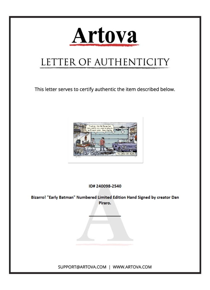 Bizarro "Early Batman" LE 8x15 Giclee on Paper by Dan Piraro (Artova) at PristineAuction.com Bizarro "Early Batman" LE 8x15 Giclee on Paper by Dan Piraro (Artova) at PristineAuction.com