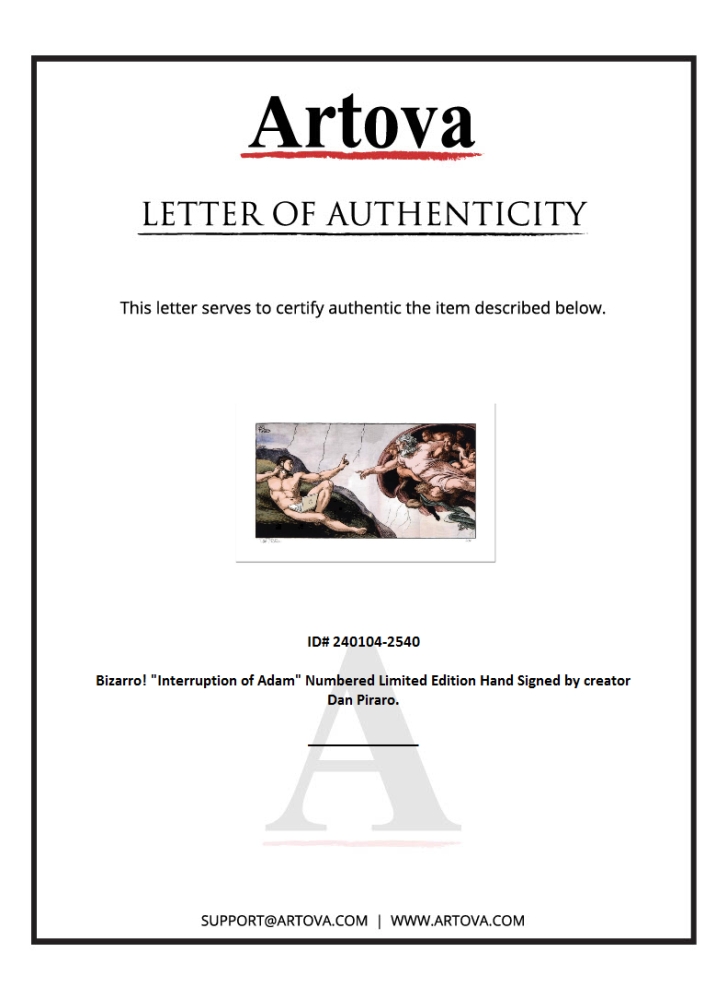 Bizarro "Interruption of Adam" LE 8x15 Giclee on Paper by Dan Piraro (Artova) at PristineAuction.com Bizarro "Interruption of Adam" LE 8x15 Giclee on Paper by Dan Piraro (Artova) at PristineAuction.com