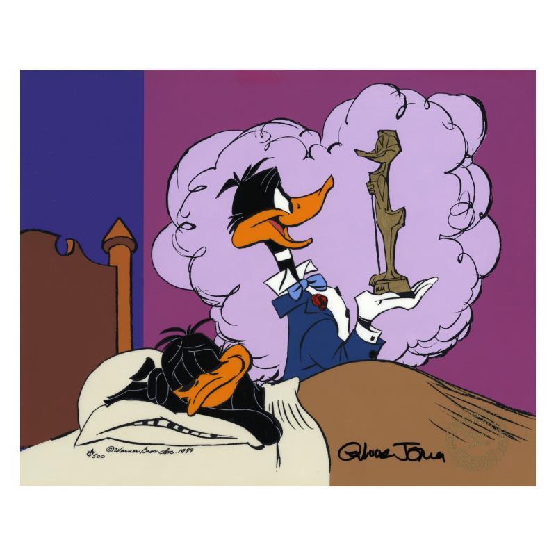 "Daffy Ducks Impossible Dream" LE 12x10 Animation Cel with Hand-Painted Coloring by Chuck Jones (Artova) at PristineAuction.com "Daffy Ducks Impossible Dream" LE 12x10 Animation Cel with Hand-Painted Coloring by Chuck Jones (Artova) at PristineAuction.com