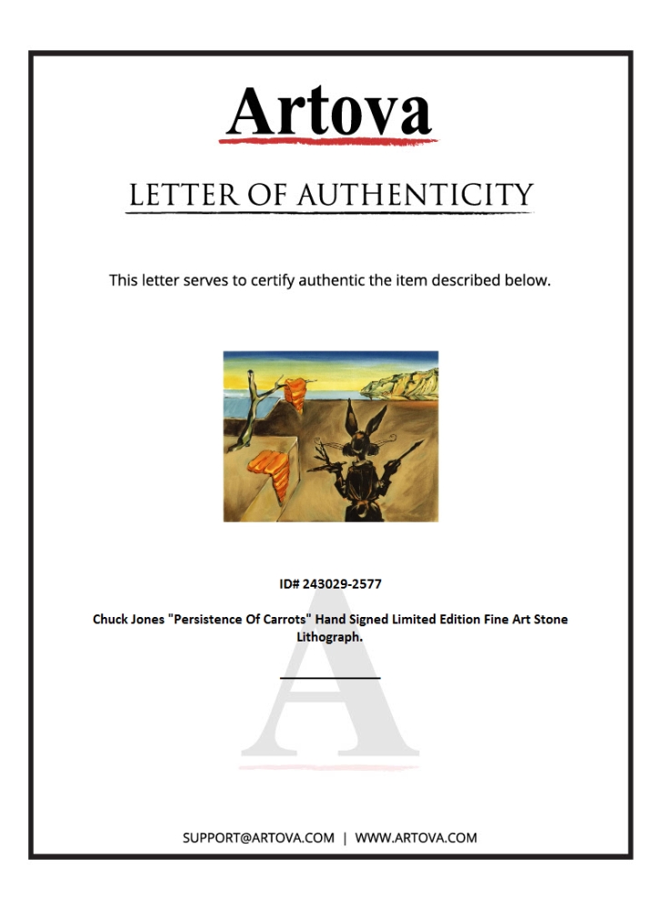 "Persistence of Carrots" LE 20x16 Stone Lithograph on Paper by Chuck Jones (Artova) at PristineAuction.com "Persistence of Carrots" LE 20x16 Stone Lithograph on Paper by Chuck Jones (Artova) at PristineAuction.com