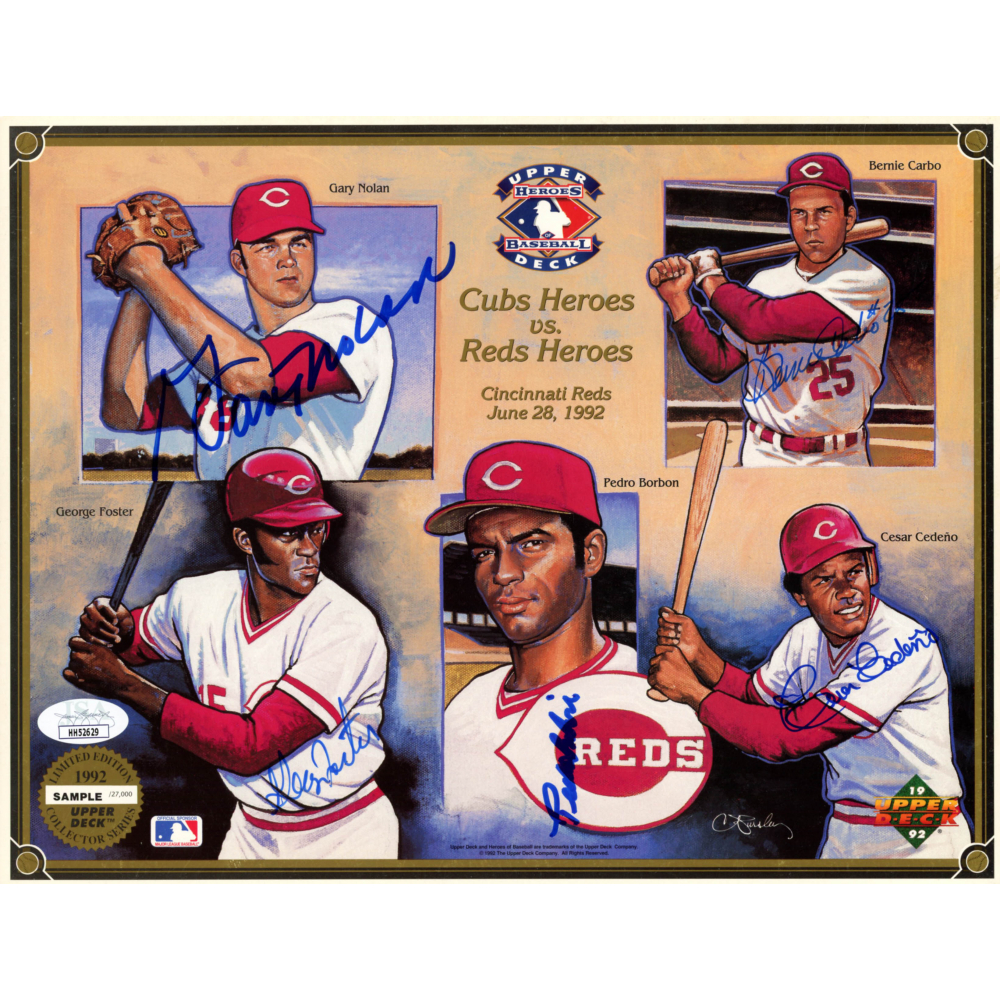 Reds Upper Deck Heroes of Baseball 8.5x11 LE Photo Signed by (5) with ...