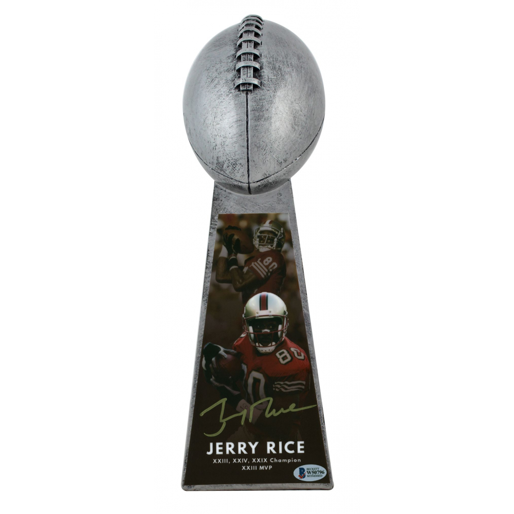 Jerry Rice Signed 15” Football Championship Trophy (Beckett COA ...