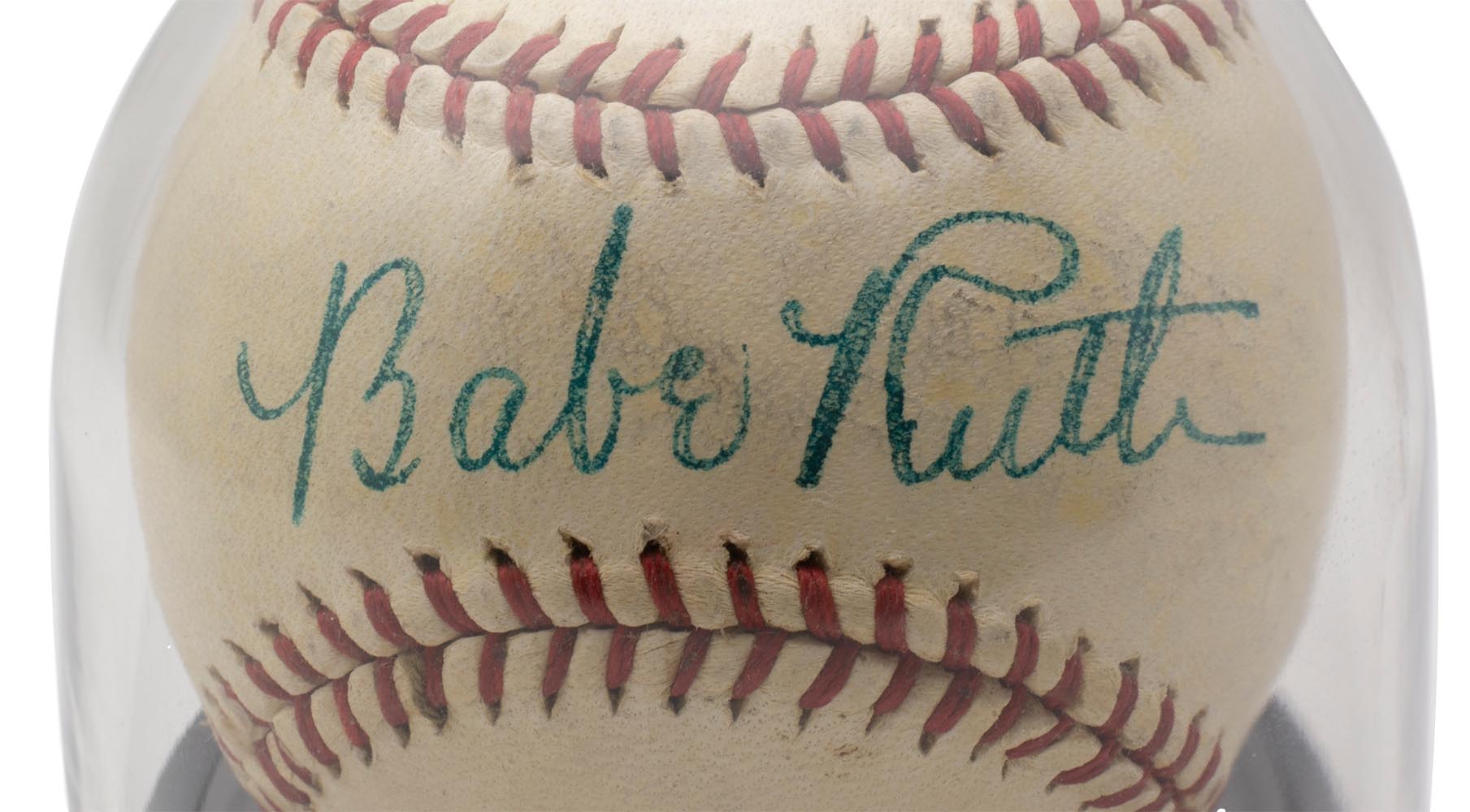 Babe Ruth Signed Reach Special League Baseball (BGS Encapsulated & JSA LOA) at PristineAuction.com Babe Ruth Signed Reach Special League Baseball (BGS Encapsulated & JSA LOA) at PristineAuction.com