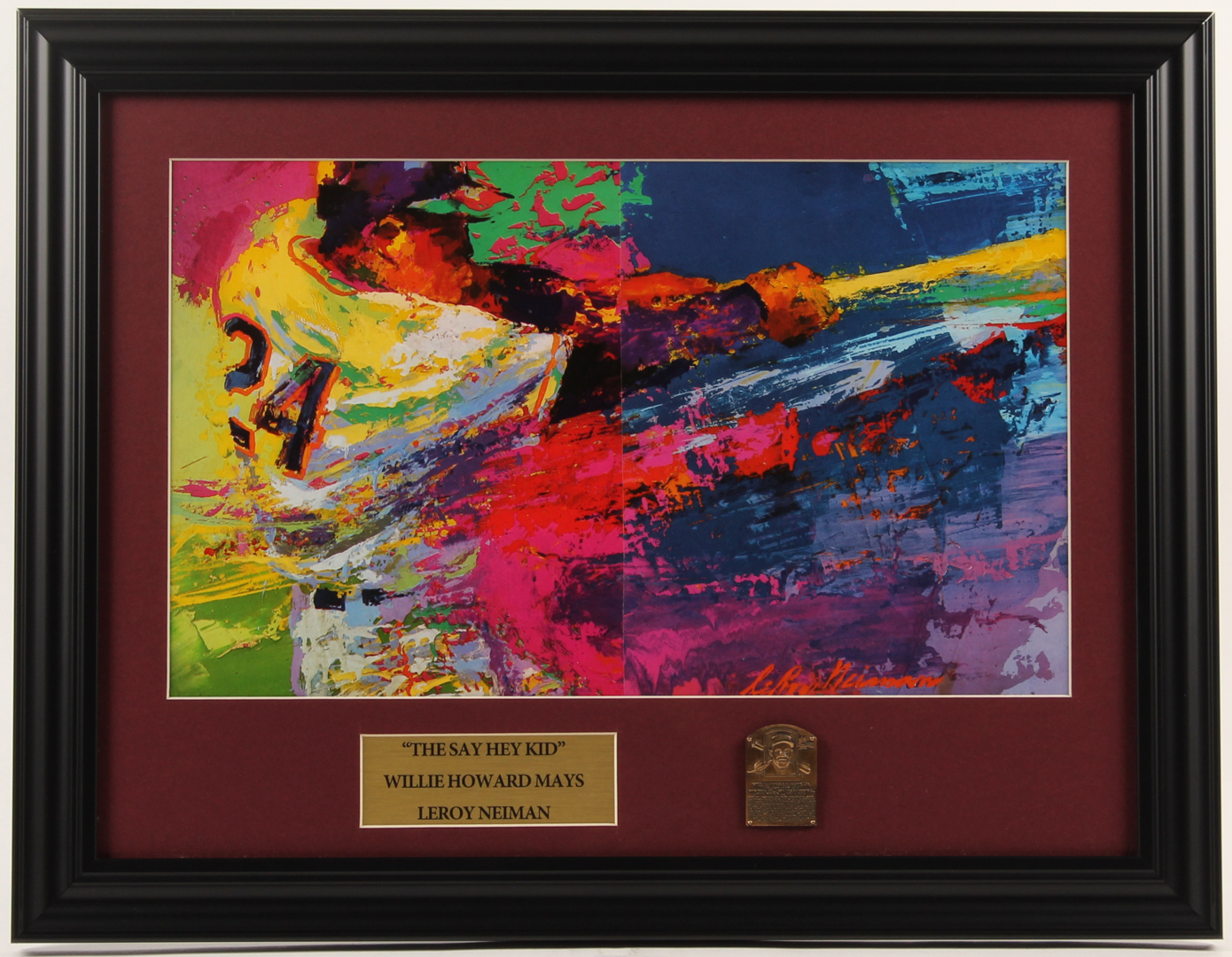 LeRoy Neiman "The Say Hey Kid" 15.5x20 Custom Framed Print Display with Official Solid Brass Hall of Fame Plaque at PristineAuction.com LeRoy Neiman "The Say Hey Kid" 15.5x20 Custom Framed Print Display with Official Solid Brass Hall of Fame Plaque at PristineAuction.com
