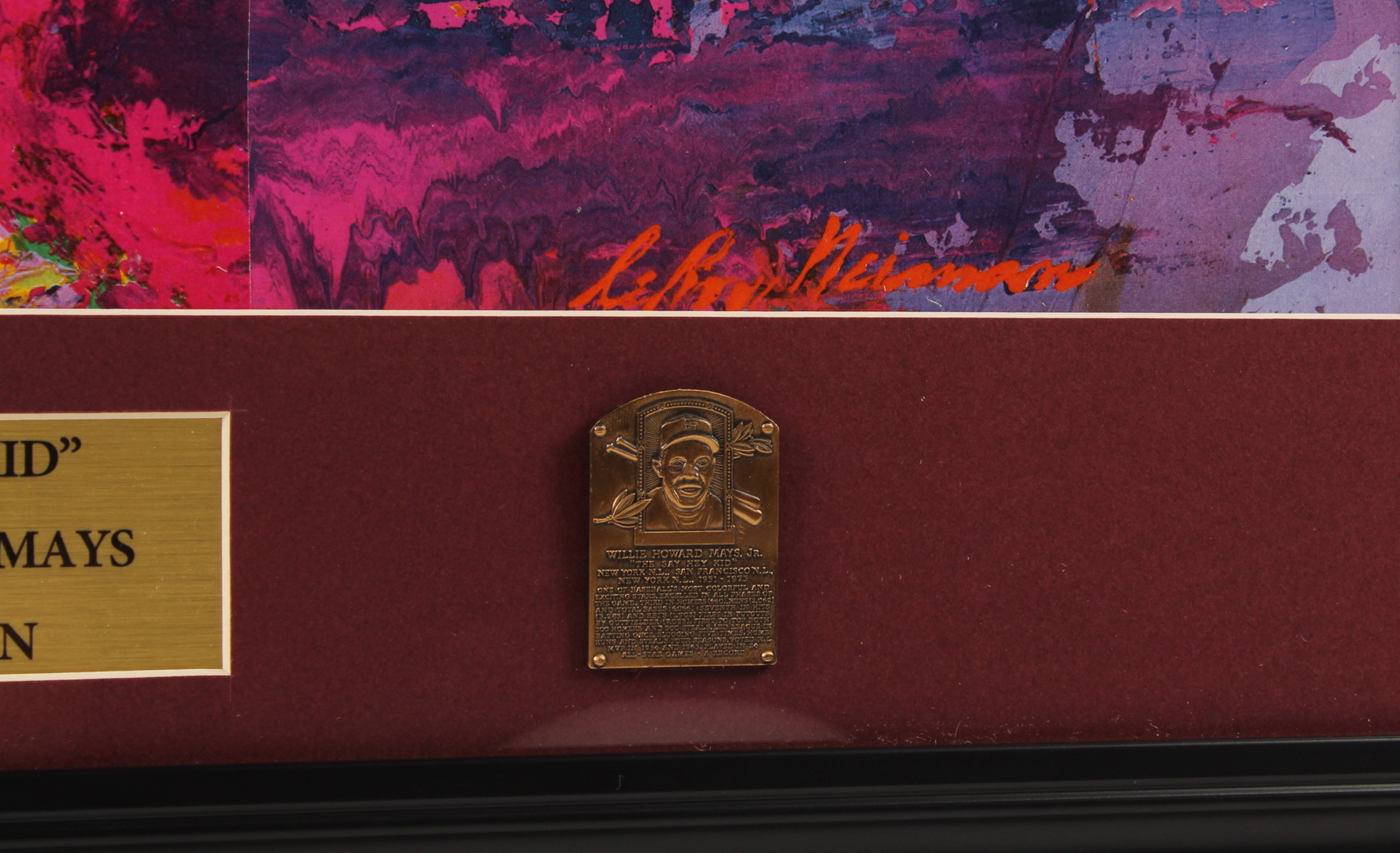 LeRoy Neiman "The Say Hey Kid" 15.5x20 Custom Framed Print Display with Official Solid Brass Hall of Fame Plaque at PristineAuction.com LeRoy Neiman "The Say Hey Kid" 15.5x20 Custom Framed Print Display with Official Solid Brass Hall of Fame Plaque at PristineAuction.com
