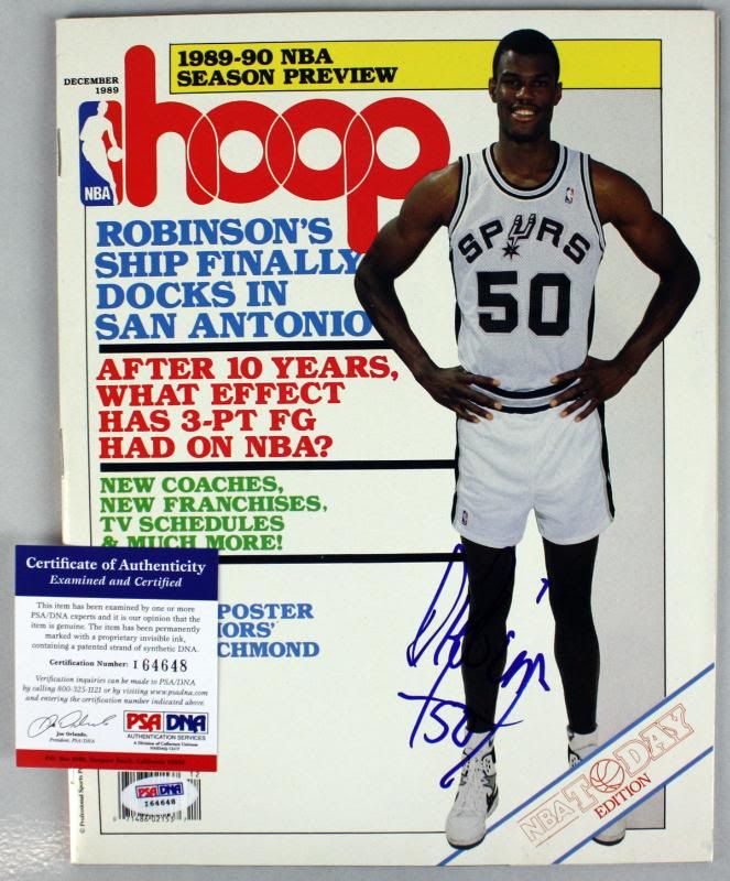 David Robinson Signed 1989 NBA Hoop Magazine (PSA COA) at PristineAuction.com David Robinson Signed 1989 NBA Hoop Magazine (PSA COA) at PristineAuction.com
