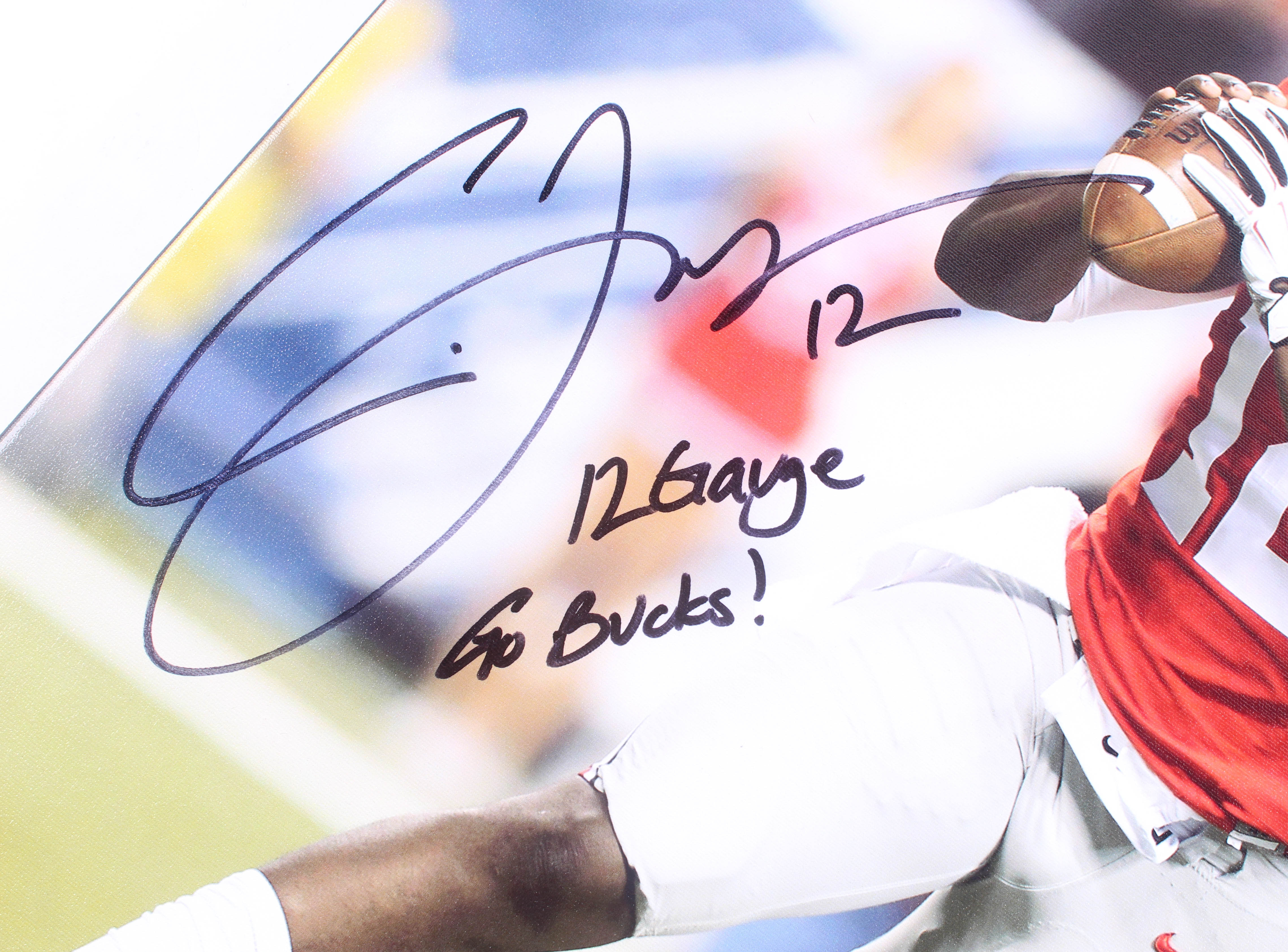 Cardale Jones Signed Ohio State Buckeyes 19x29 Custom Canvas Inscribed "12 Gauge" & "Go Bucks" (JSA COA) at PristineAuction.com Cardale Jones Signed Ohio State Buckeyes 19x29 Custom Canvas Inscribed "12 Gauge" & "Go Bucks" (JSA COA) at PristineAuction.com
