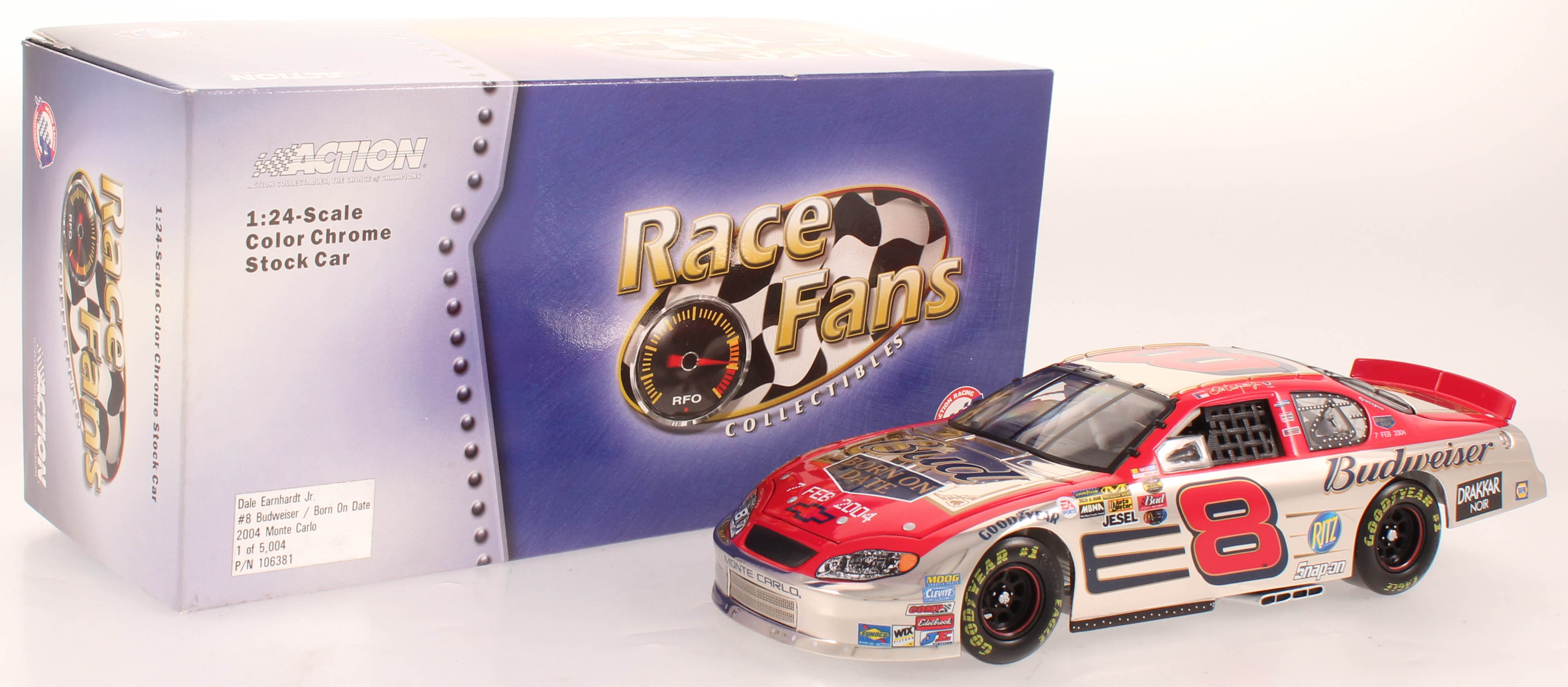 Dale Earnhardt Jr. LE #8 Budweiser / Born On Date 2004 Monte Carlo 1:24 Scale Die Cast Car at PristineAuction.com Dale Earnhardt Jr. LE #8 Budweiser / Born On Date 2004 Monte Carlo 1:24 Scale Die Cast Car at PristineAuction.com