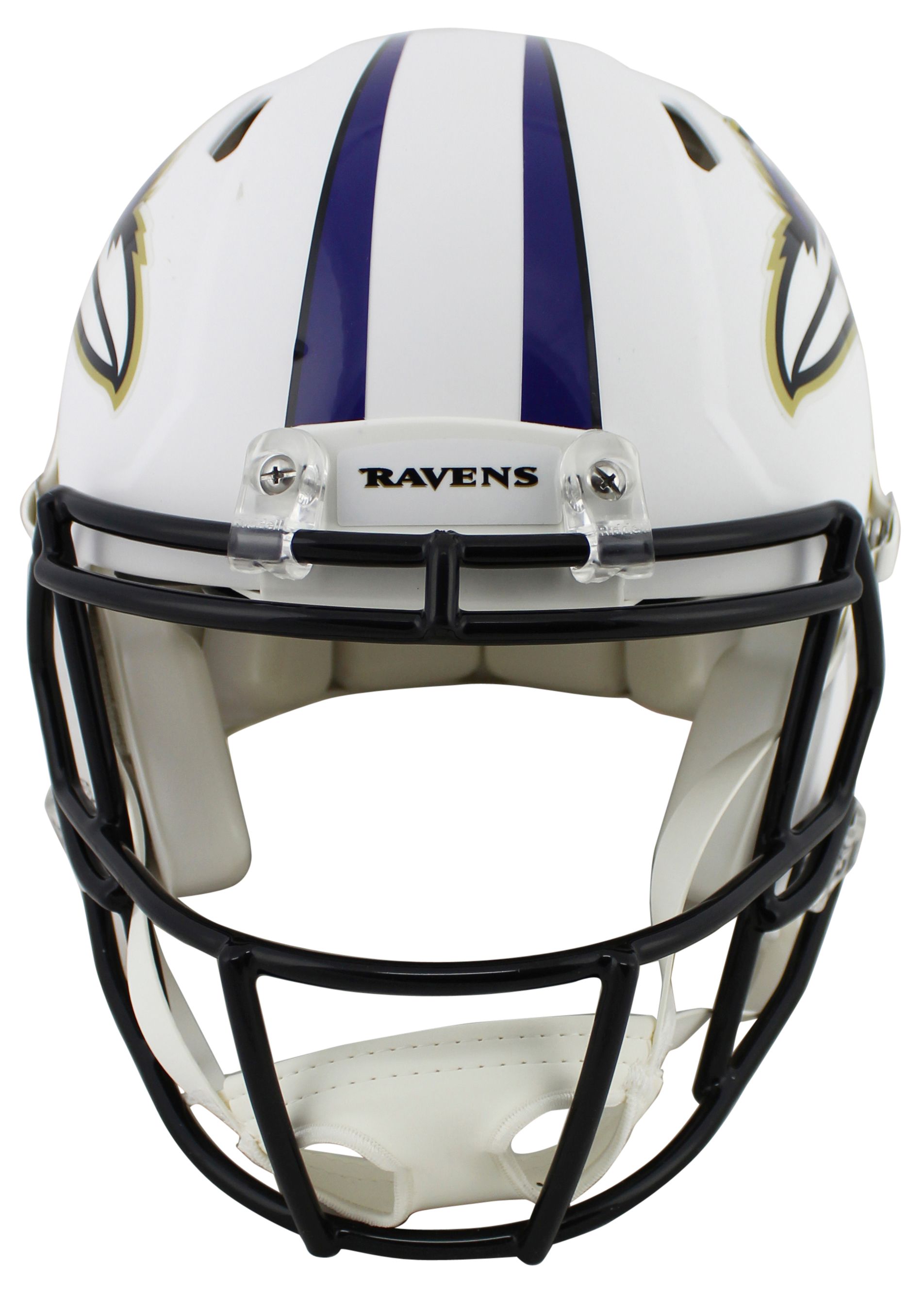 Ray Lewis Signed Ravens Full-Size Authentic On-Field Matte White Speed Helmet Inscribed "HOF '18" (Beckett) at PristineAuction.com Ray Lewis Signed Ravens Full-Size Authentic On-Field Matte White Speed Helmet Inscribed "HOF '18" (Beckett) at PristineAuction.com