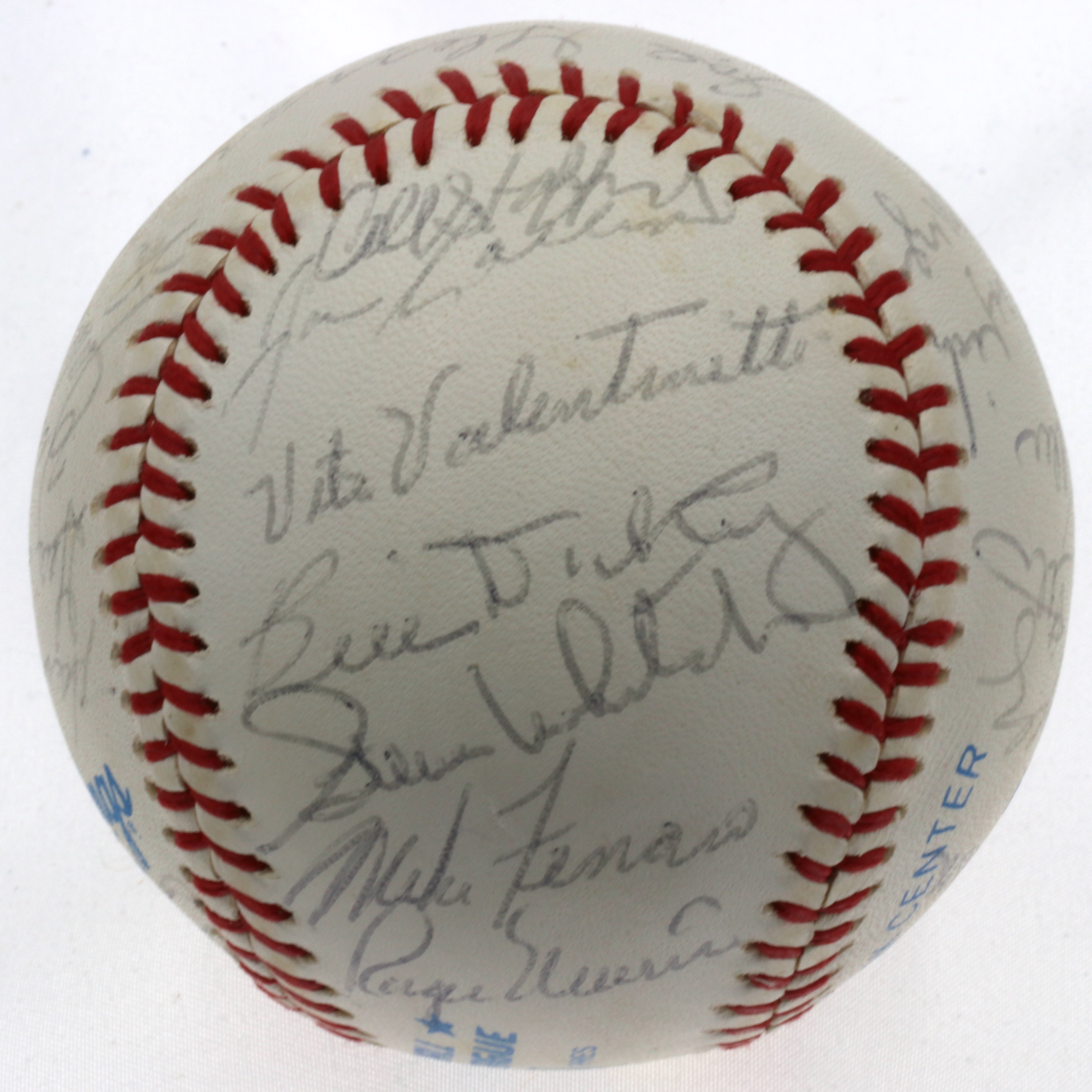 Yankees Greats OAL Baseball Signed by (28) with Mickey Mantle, Roger Maris, Yogi Berra, Bill Dickey, Phil Rizzuto, Johnny Mize (PSA LOA) at PristineAuction.com Yankees Greats OAL Baseball Signed by (28) with Mickey Mantle, Roger Maris, Yogi Berra, Bill Dickey, Phil Rizzuto, Johnny Mize (PSA LOA) at PristineAuction.com