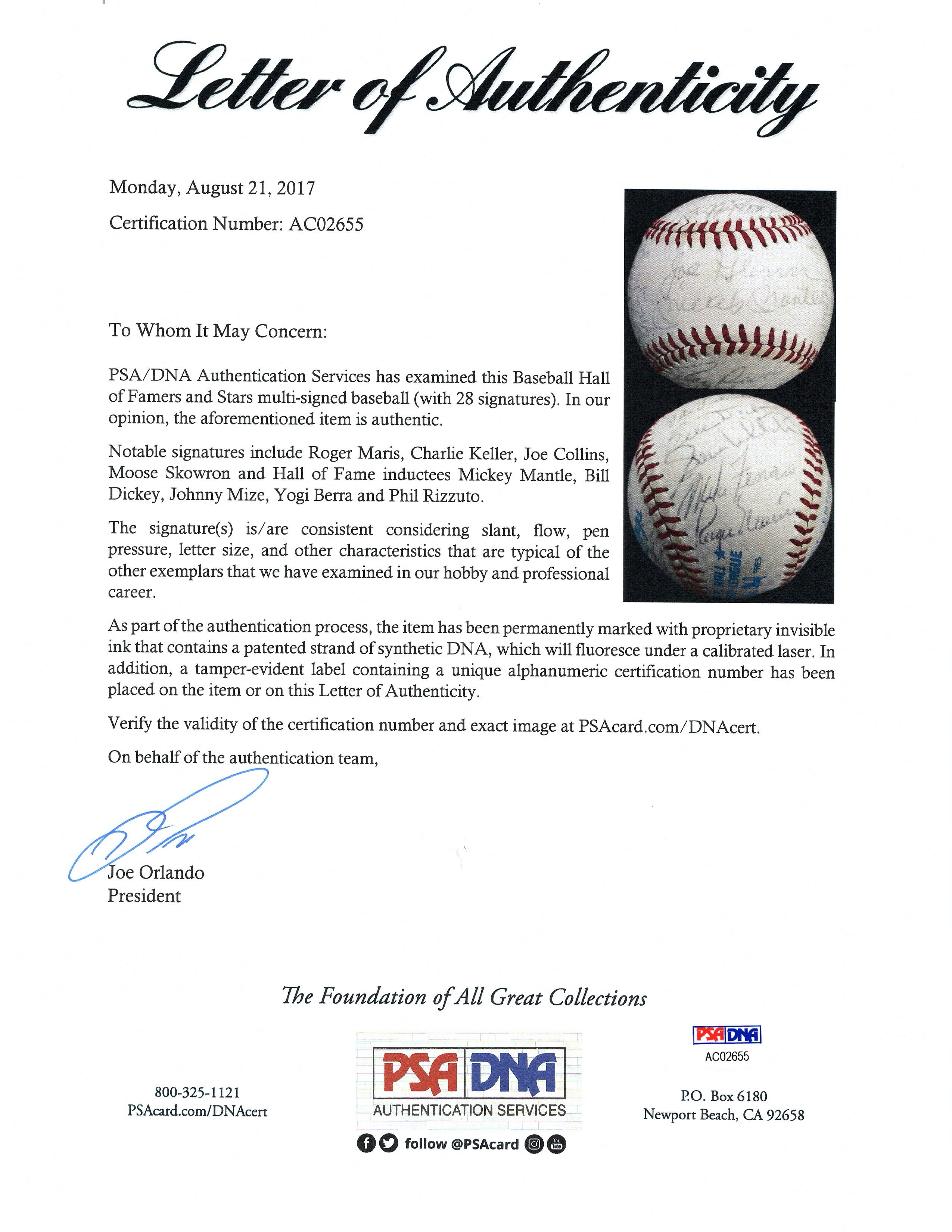 Yankees Greats OAL Baseball Signed by (28) with Mickey Mantle, Roger Maris, Yogi Berra, Bill Dickey, Phil Rizzuto, Johnny Mize (PSA LOA) at PristineAuction.com Yankees Greats OAL Baseball Signed by (28) with Mickey Mantle, Roger Maris, Yogi Berra, Bill Dickey, Phil Rizzuto, Johnny Mize (PSA LOA) at PristineAuction.com