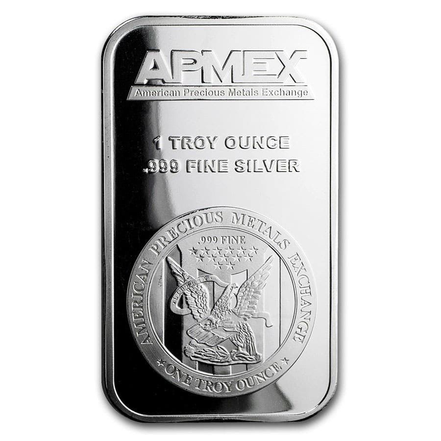 1 Troy Ounce .999 Fine Silver "APMEX" Bullion Bar at PristineAuction.com 1 Troy Ounce .999 Fine Silver "APMEX" Bullion Bar at PristineAuction.com