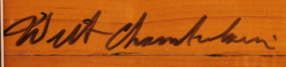 Wilt Chamberlain Signed Lakers 16x20 Custom Matted Wood Floorboard Piece Display (Beckett LOA) at PristineAuction.com Wilt Chamberlain Signed Lakers 16x20 Custom Matted Wood Floorboard Piece Display (Beckett LOA) at PristineAuction.com