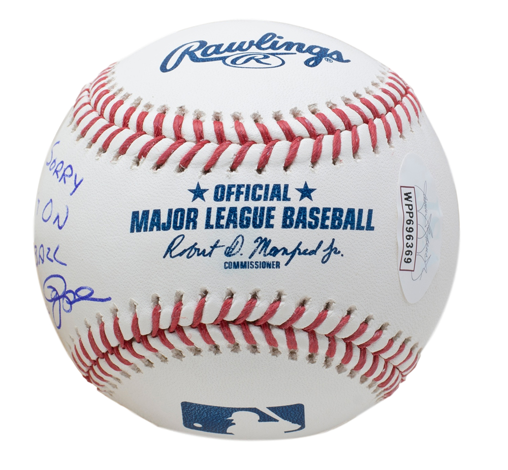 Pete Rose Signed OML Baseball Inscribed "I'm Sorry I Bet On Baseball" (JSA COA) at PristineAuction.com Pete Rose Signed OML Baseball Inscribed "I'm Sorry I Bet On Baseball" (JSA COA) at PristineAuction.com