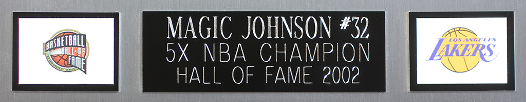 Magic Johnson Signed 35x43 Custom Framed Jersey (Beckett COA) at PristineAuction.com Magic Johnson Signed 35x43 Custom Framed Jersey (Beckett COA) at PristineAuction.com