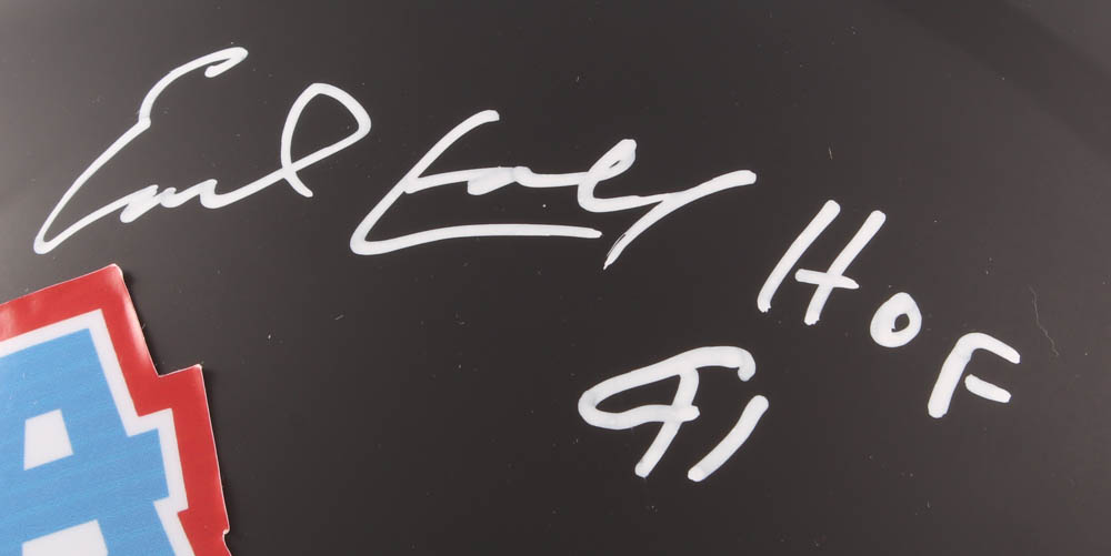 Earl Campbell Signed Oilers Full-Size Matte Black Speed Helmet Inscribed "HOF 91" (Beckett COA) at PristineAuction.com Earl Campbell Signed Oilers Full-Size Matte Black Speed Helmet Inscribed "HOF 91" (Beckett COA) at PristineAuction.com