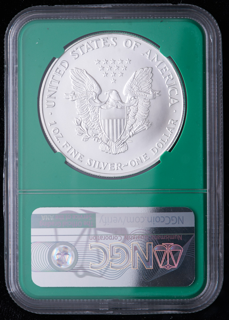1999 American Silver Eagle $1 One Dollar Coin - From U.S. Mint Sealed Box (NGC MS69) (Green Core Holder) at PristineAuction.com 1999 American Silver Eagle $1 One Dollar Coin - From U.S. Mint Sealed Box (NGC MS69) (Green Core Holder) at PristineAuction.com